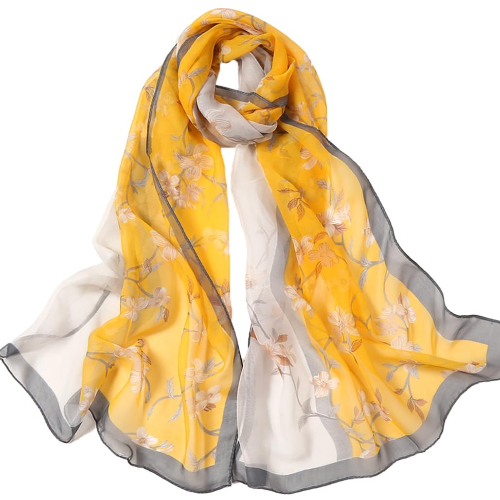 MINIDORALightweight Scarves for Women Elegant Floral Pattern Scarf Shawls Sunscreen Head Shawls