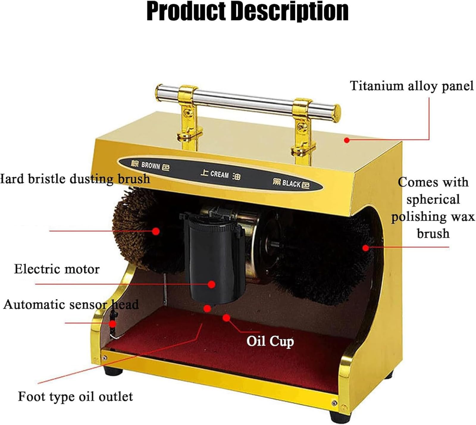 Macchina automatica commerciale della lucidatrice della scarpa di induzione con la doppia spazzola e caratteristiche di sicurezza per uso professionale