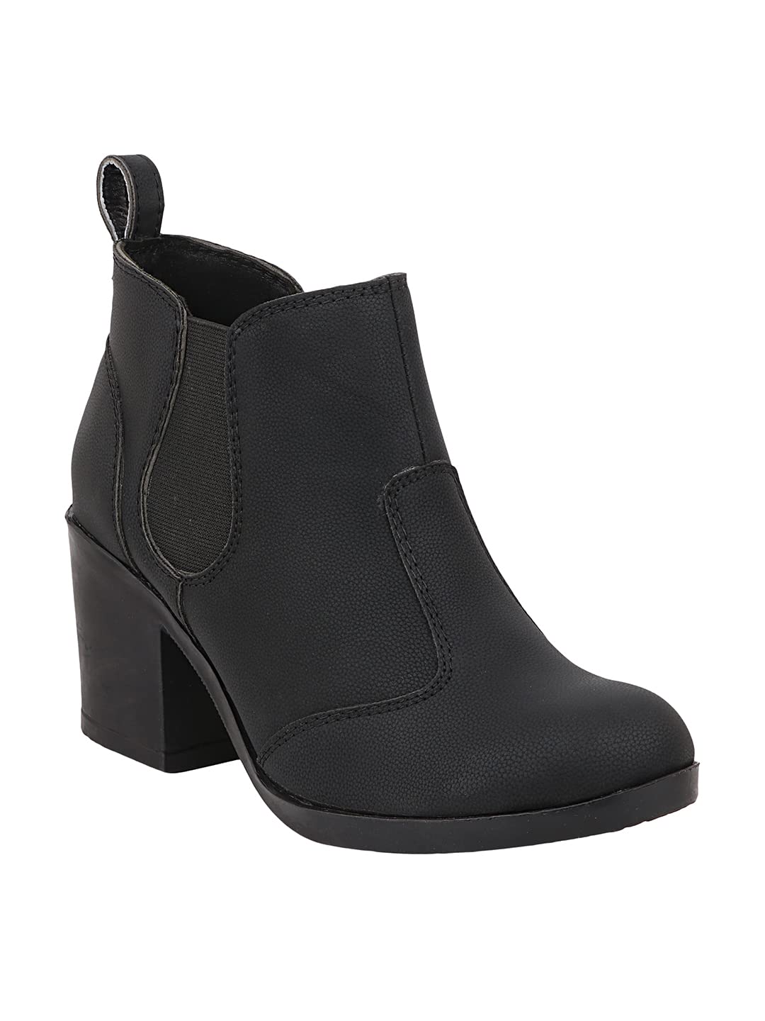 Do Bhai Womens Black Pull On Solid Mid Top Heeled Boots (B09P8MZ6S1) Amazon Price History, Amazon Price Tracker