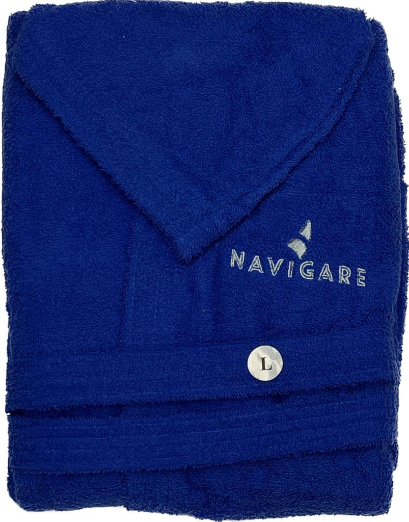 Alfionapoli Accappatoio Navigare Uomo Donna Unisex con Tasche e Cappuccio In Spugna Di Cotone 400gr