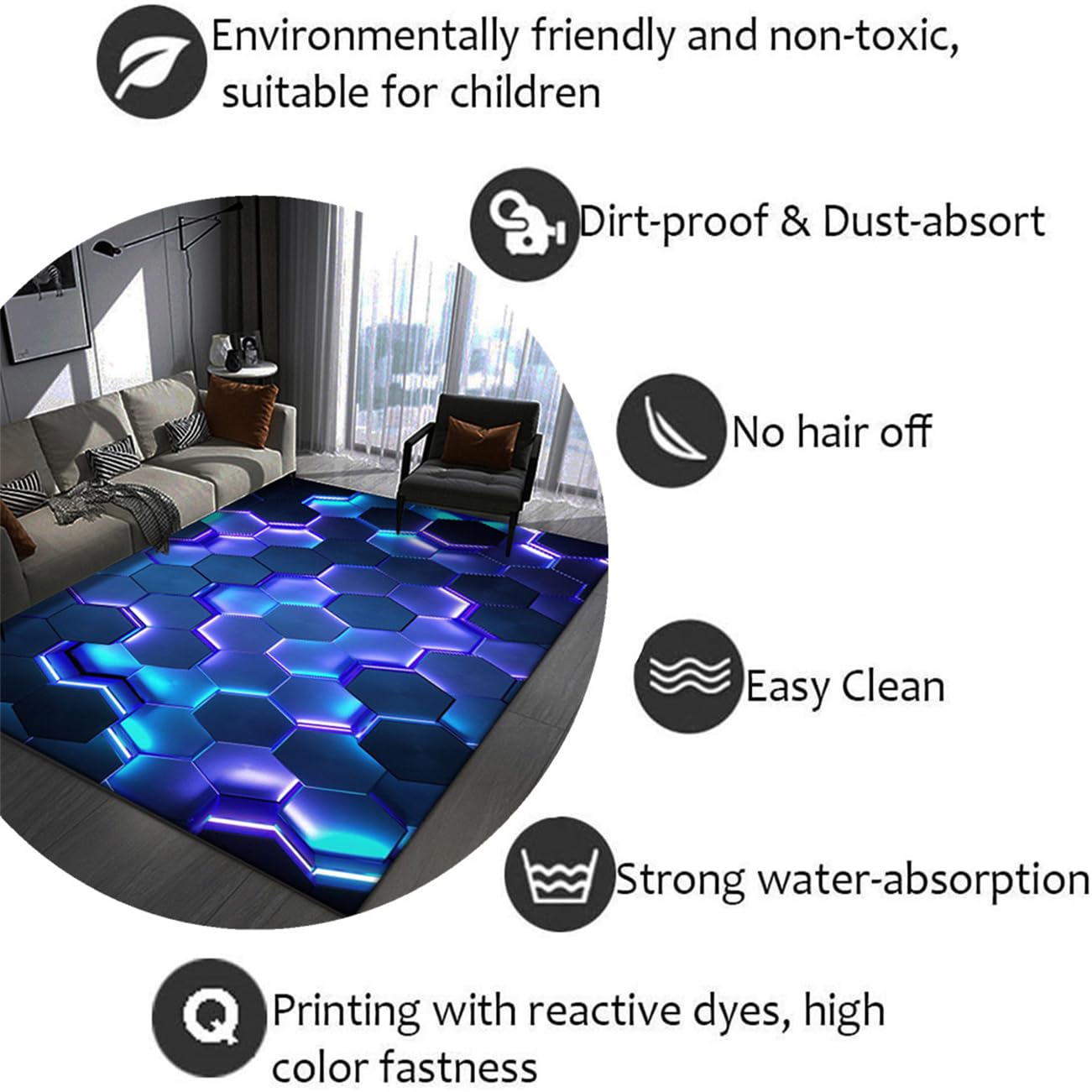 Gaming Teppiche 3D Visual Cool Line Style Decorative Carpet, rutschfeste Bodenmatte Wohnzimmer Sofa Tisch Teppich, Geeignet Für Teenager Schlafzimmer E-Sport Zimmer (Farbe 1,160x230 cm)