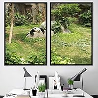 2 Piece Framed Canvas Wall Art Panda Canvas Prints Home Artwork Decoration for Living Room,Bedroom - 16