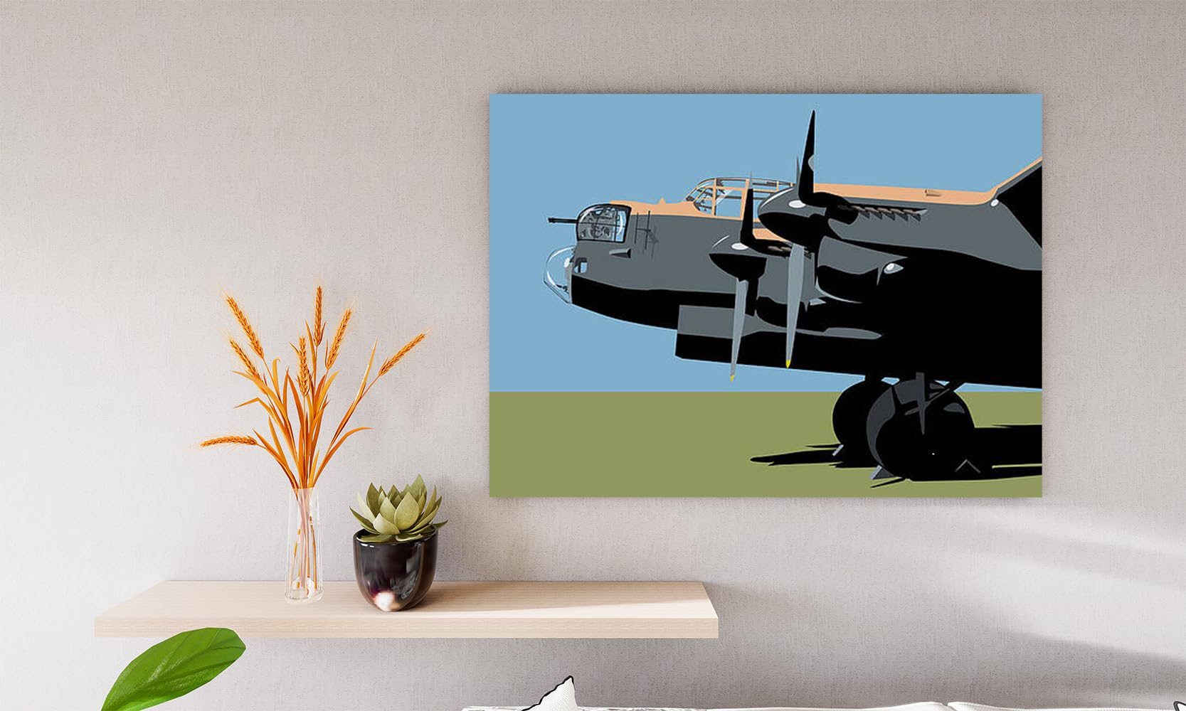 VERRE ART Printed Framed Canvas Painting for Home Decor Office Wall Studio Wall Living Room Decoration (14x10inch Wrapped) - Avro Lancaster Bomber Print