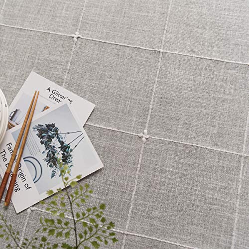 Chizoya Heavy Duty Cotton Linen Tablecloth For Rectangular Tables Solid Embroidery Lattice Table Cloth For Kitchen Dinning Tabletop Decoration (52"X70", Gray) #TOP4