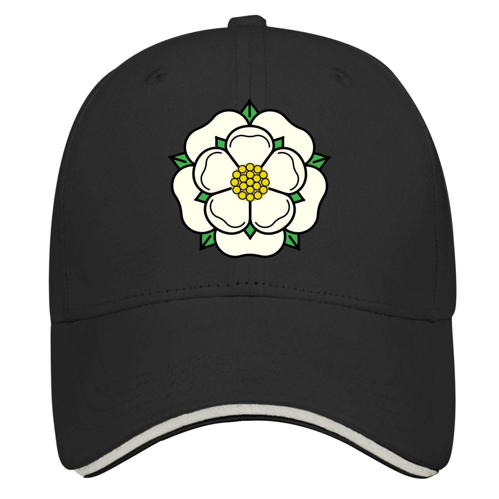 Nuanua Unisex Black White Yorkshire Rose Baseball Caps Graphic Dad Hats For Women Gift For Mom, One Size