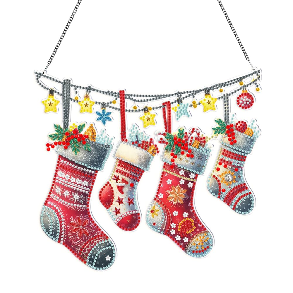 AVZYARDY Christmas Diamond Art Wreath Kit 5D Diamond Art Painting DIY Partial Special Drill Wall Garland Pendant Window Pendants for Adults Home Garden Wall Door
