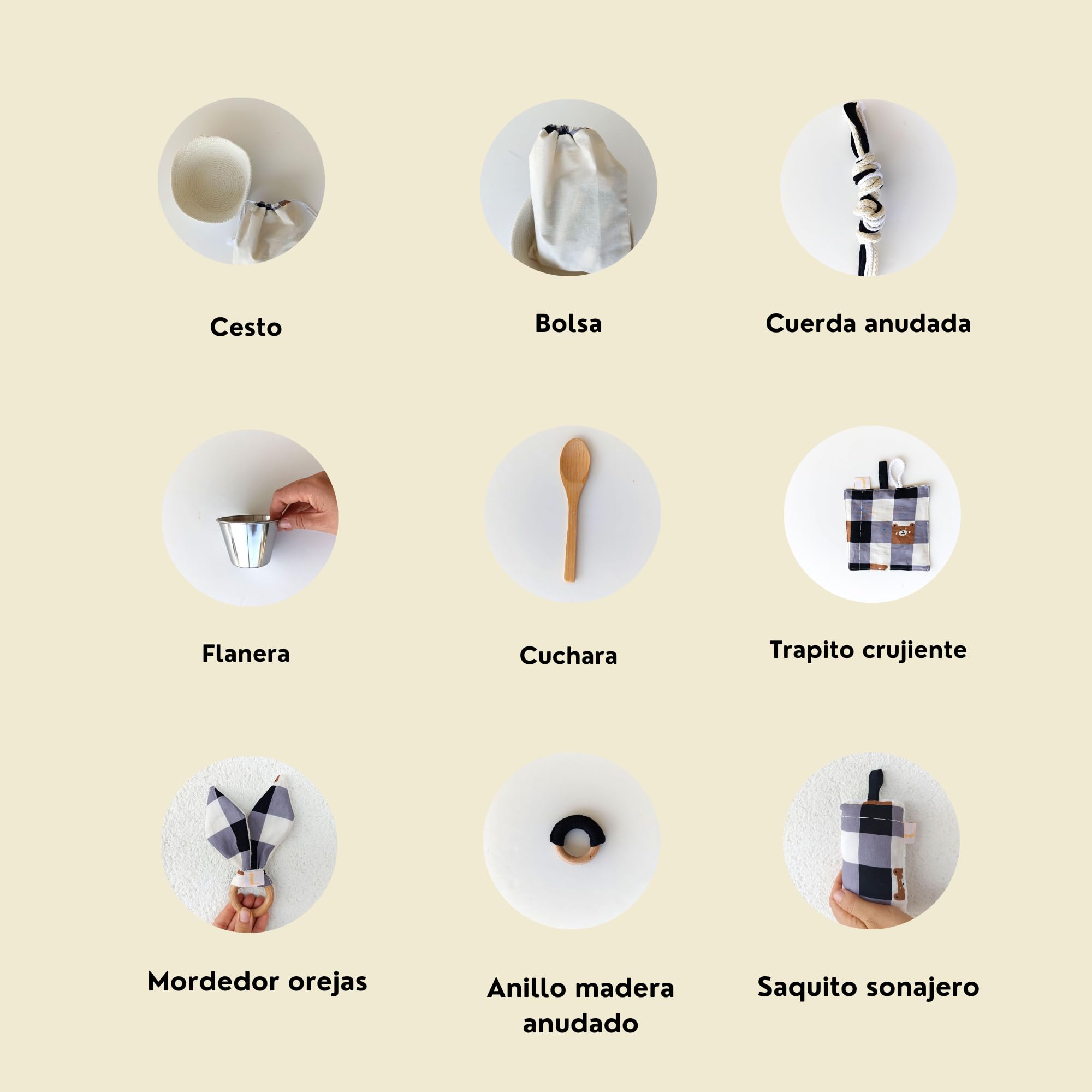 Cesto de los Tesoros Montessori - Juego heurístico sensorial - Juguetes bebe 6 meses (Cesta XL)