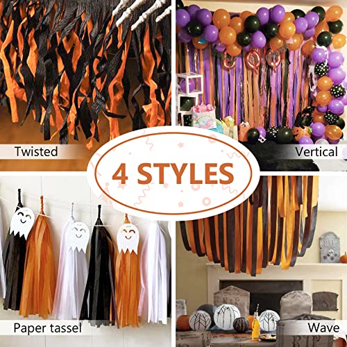 Image of PartyWoo Crepe Paper Streamers 4 Rolls 328ft, Pack of Shades of Orange Crepe Paper for Party, Wedding, Birthday, Baby Shower Decorations (1.8 Inch x 82 Ft /Roll)