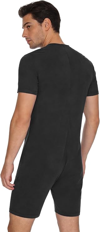 Men's Special Needs Adaptive Clothing Alzheimer Anti-Strip Jumpsuit Dementia Rompers with Back Zipper