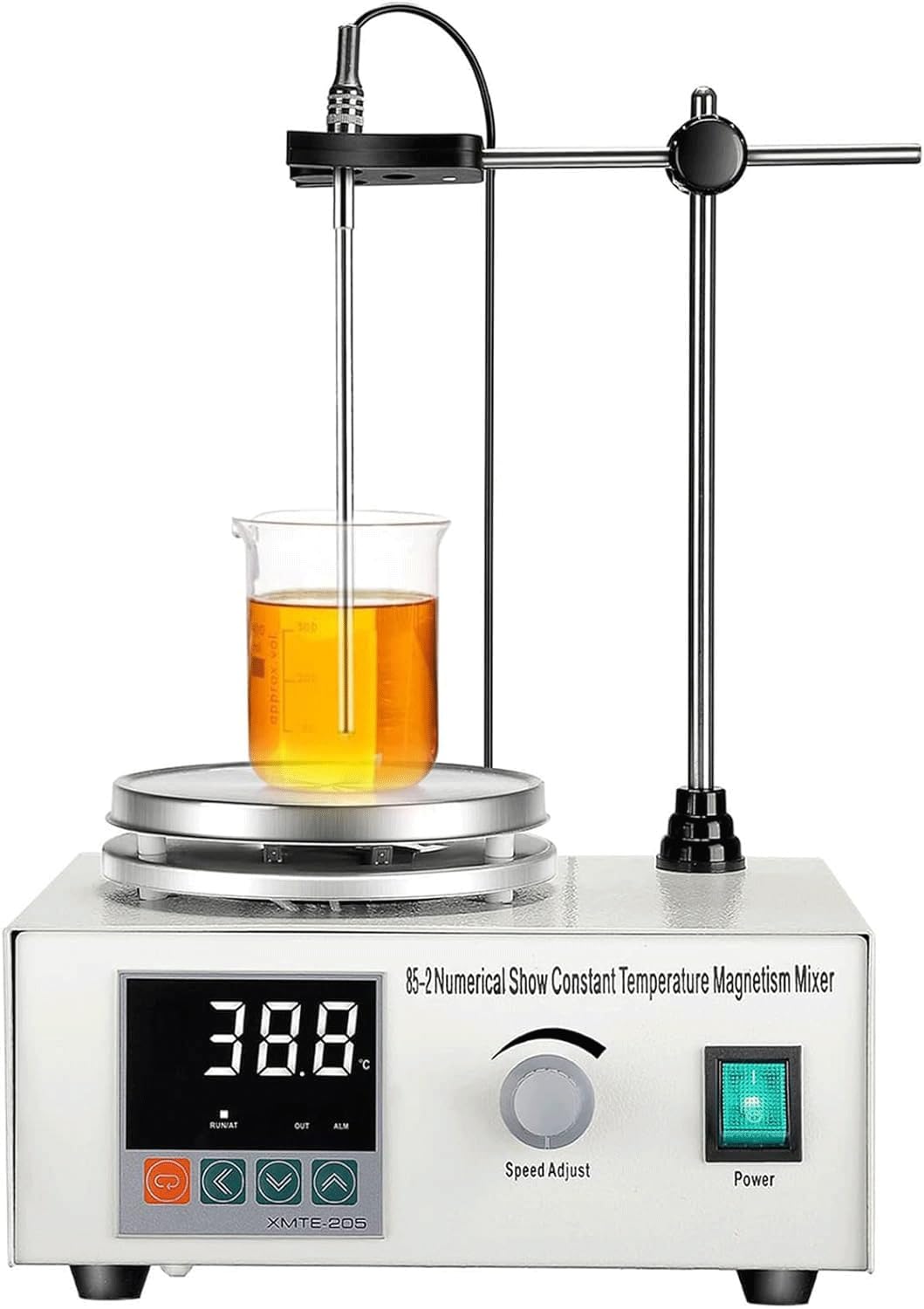 Agitador Magnético - Agitador Magnético Con Calefacción Y Pantalla Digital, 1500 RPM, Varilla De Agitación De PTFE | Para Uso En Laboratorio, Química Y Medicina