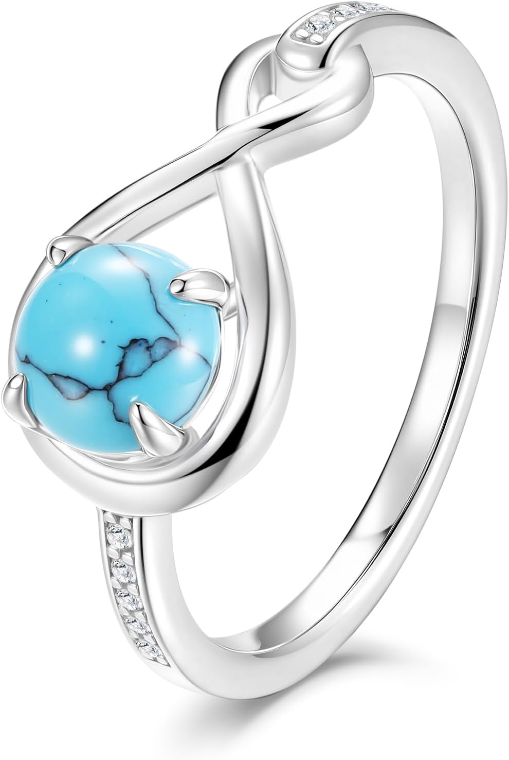 FANCIME Infinity Birthstone Ring 925 Sterling Silver Promise Ring Round Gemstone Birthstone Jewelry Birthday Wedding Engagement Mothers Day Gifts for Her Women