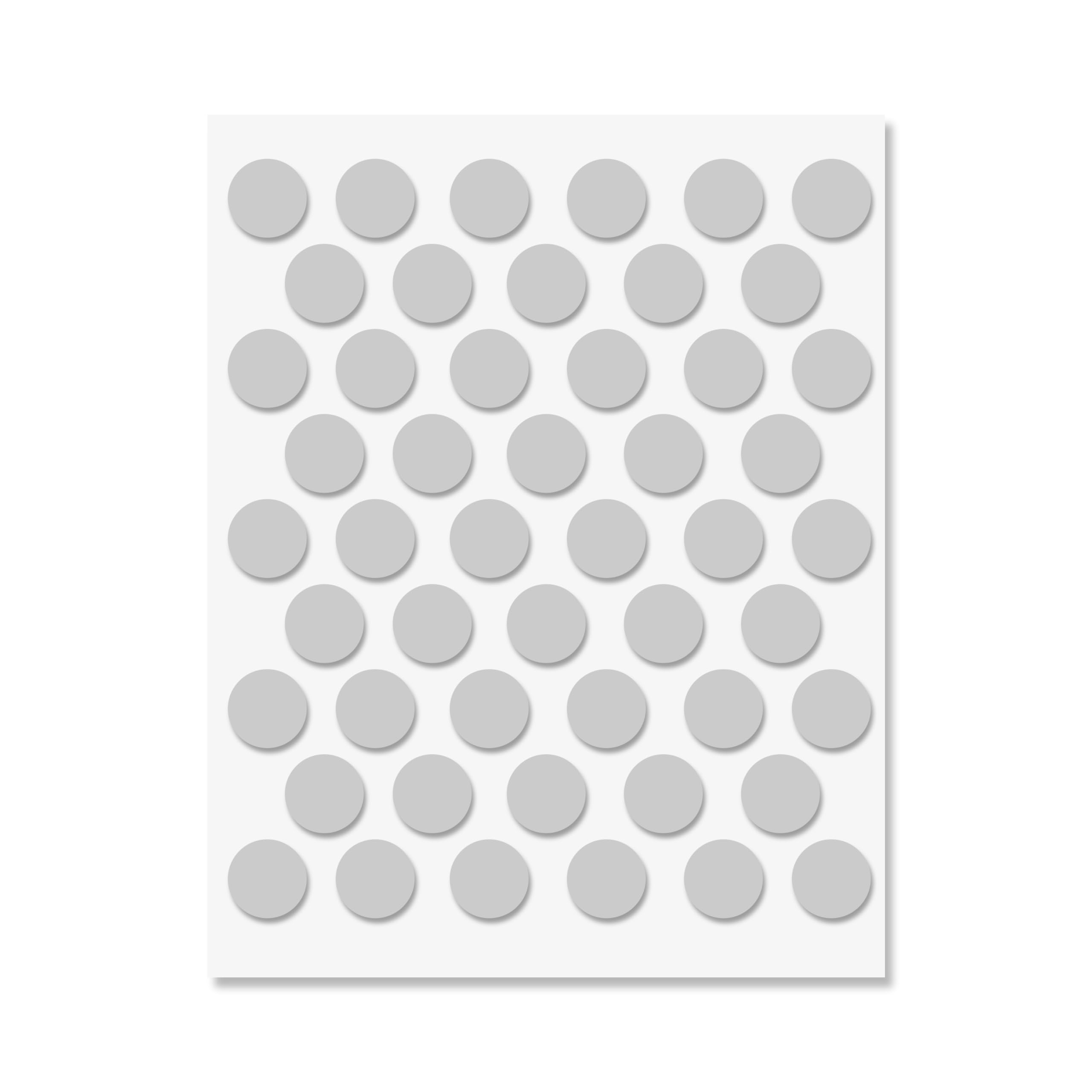 Grey Self-Adhesive Screw Hole Stickers - 50 pcs. 0.55 inch / 14 mm Peel Stick Dust Proof Tape, Water Resistance PVC Caps for Wood Cabinets, Furniture, Drawer, Wardrobe, Kitchen, Table