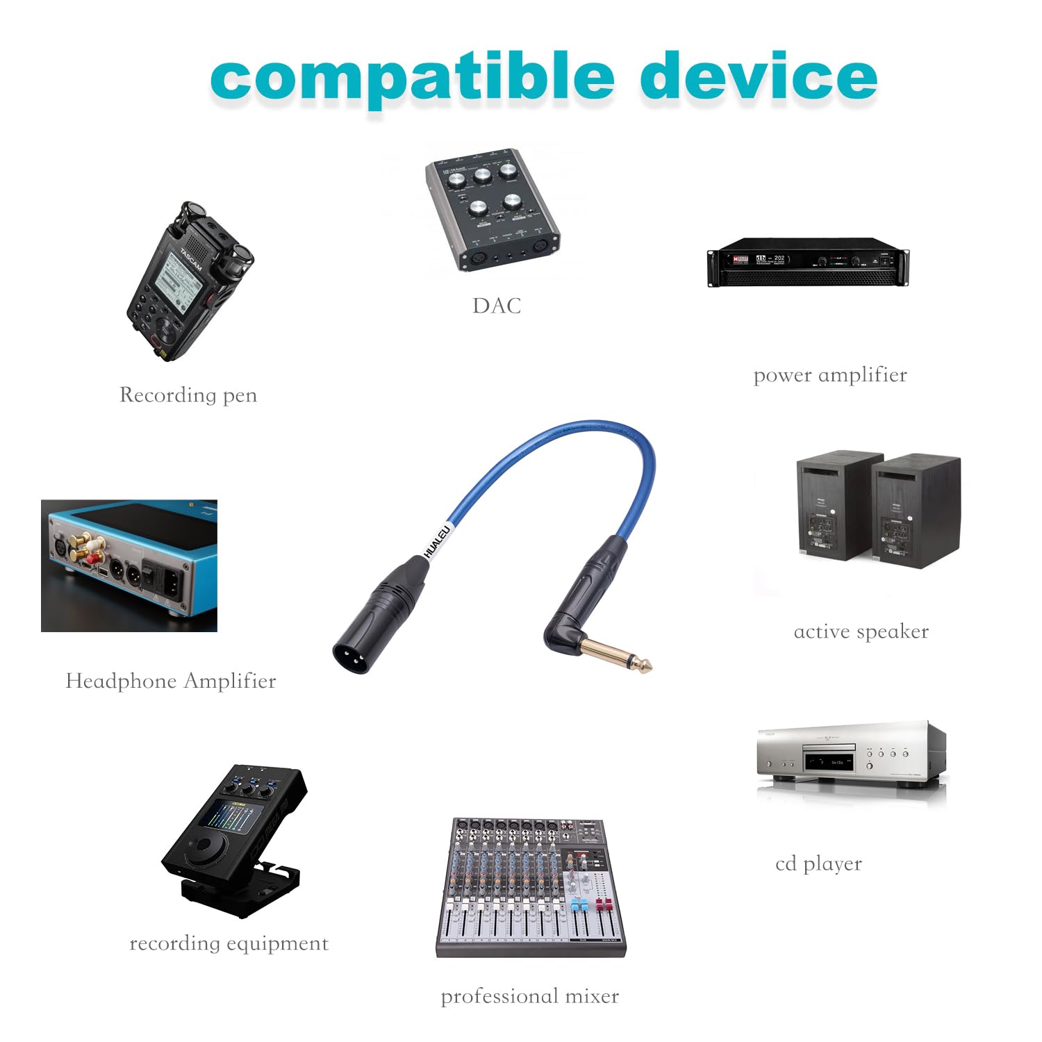 Audiokabel, rechtwinklig, 6,35 mm TS auf XLR 3-poliger Stecker, 6,35 mm TS Mono rechtwinklig auf XLR-Stecker, 3-polig, 6 N OFC + versilbertes HI-End-Audiokabel für Mikrofon-Mixer, 30 cm, 2