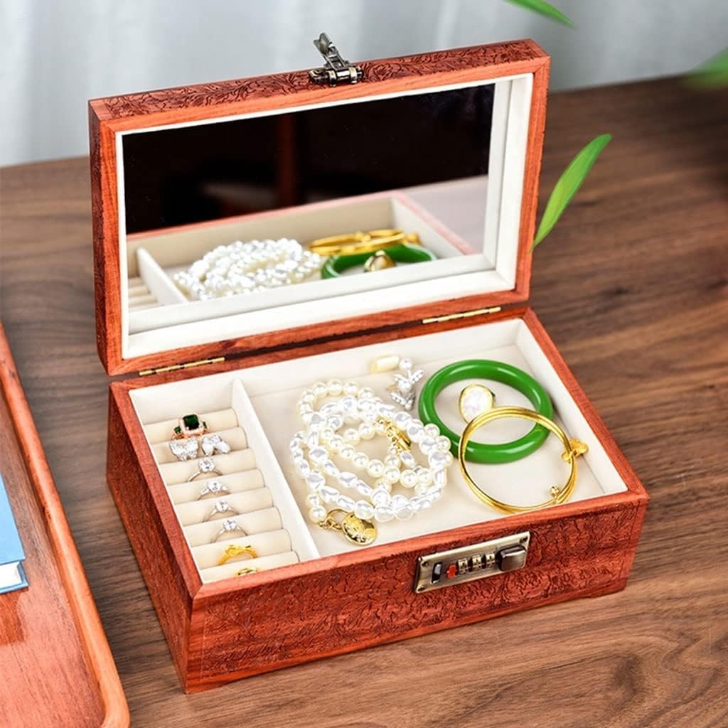 Jewelry Box Organizer Jewelry Box Storage Box Cosmetic Box Ring Earring Necklace Bracelet Watch Small Jewelry Storage Box Retro Jewelry Box Jewelry Organizer Small (One Color L)