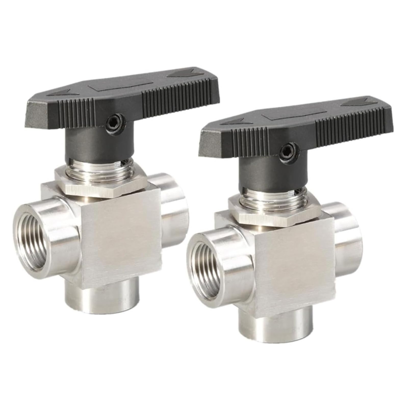2 valvole a sfera a 3 vie, NPT da 1/2 pollici, in acciaio inox, filettatura interna a tre vie, valvola ad alta temperatura, controllo dei flussi per acqua e olio
