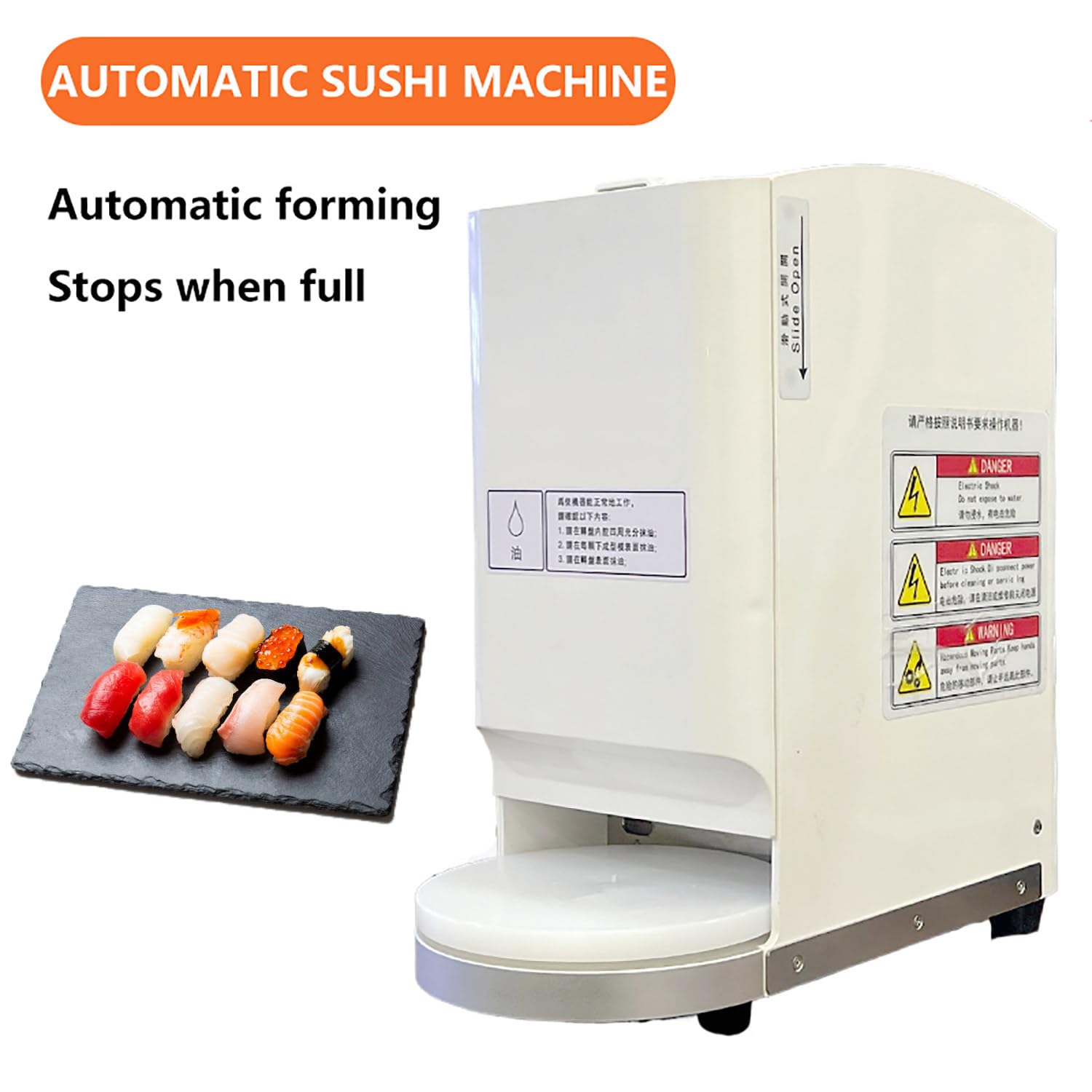 Commercial Automatique Nigiri Maker, Presse à Sushi à densité de Riz réglable avec 5 moules, Traitement par Lots à Grande Vitesse pour Tamago Eel Gunkan Maki, Outil de Cuisine Compact