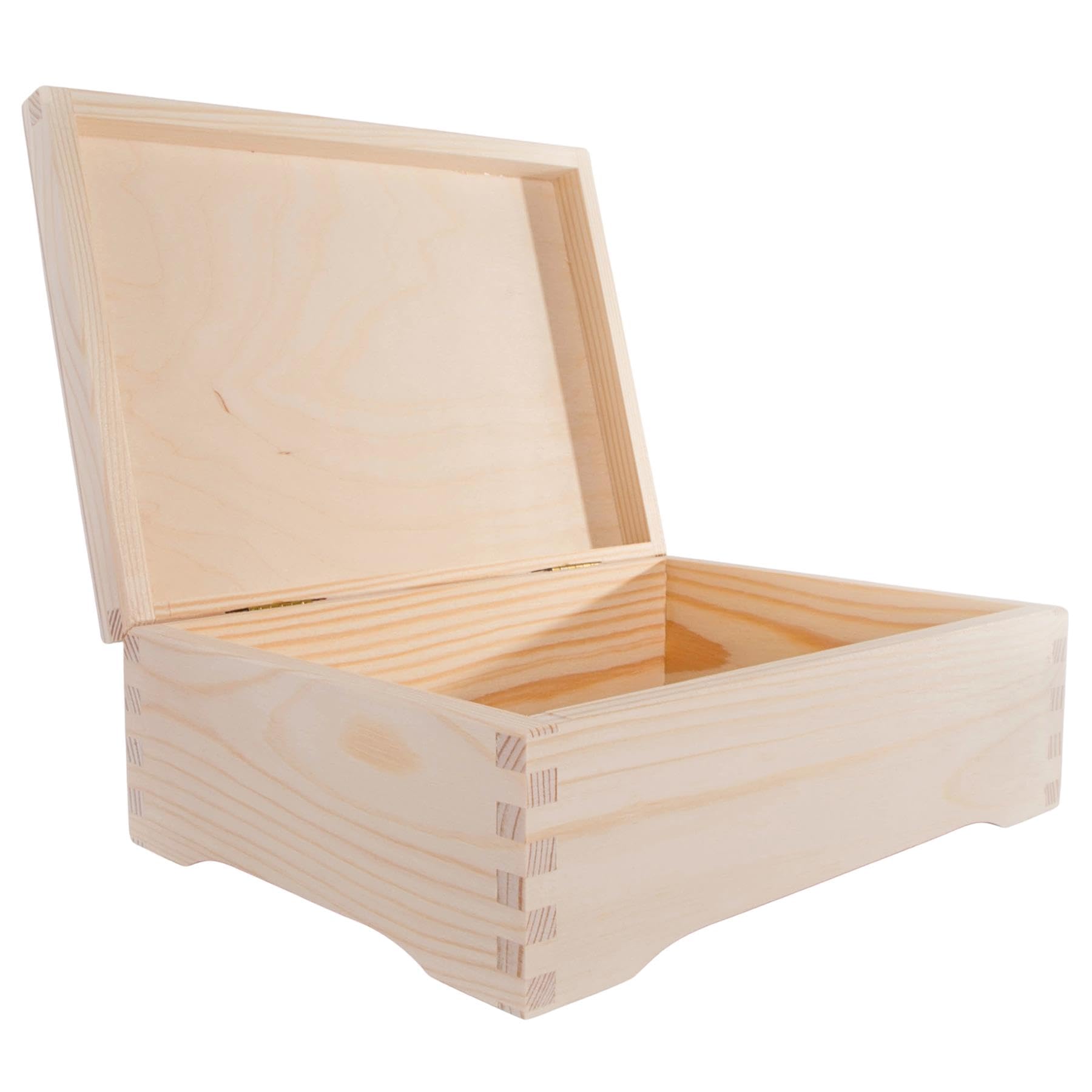 Woodeedoo Natural Decorative Wooden Storage Box With Lid – 24 X 17.5 X 8 Cm – Unfinished Rectangular Pine Craft Keepsake Case For Decoupage Jewellery Trinkets Photos Diy Gift Personalisation