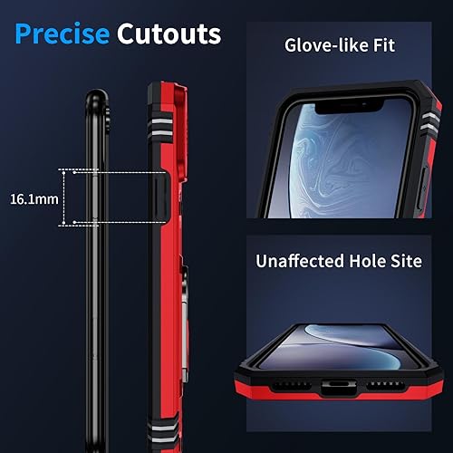 Miniatura 7 de Funda para iPhone XR, iPhone XR con 2 protectores de pantalla HD + funda para cámara deslizante, grado militar de 16 pies, funda protectora probada