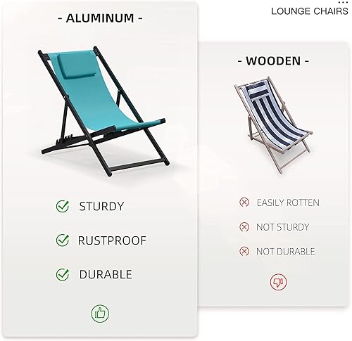 Miniatura 3 de PURPLE LEAF Juego de 2 sillas plegables para patio para balcón sillas de campamento plegables para exteriores con reposacabezas acolchado gris a