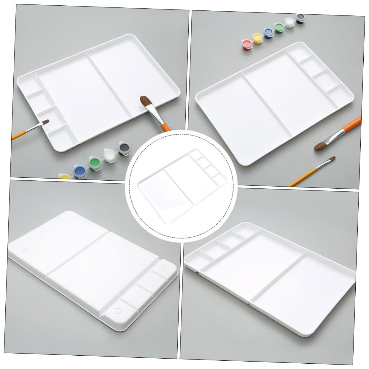 WEKAMOS Paleta de Colores de Superficie Lisa y Resistente de Pintura Plástica Bandeja de Mezcla de Plástico Adecuada para Pintores y Estudiantes