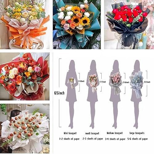 Miniatura 6 de XIYUAN 20 unidades de papel de regalo de flores frescas con borde dorado, manualidades, embalaje de regalo o caja de regalo, papel de regalo