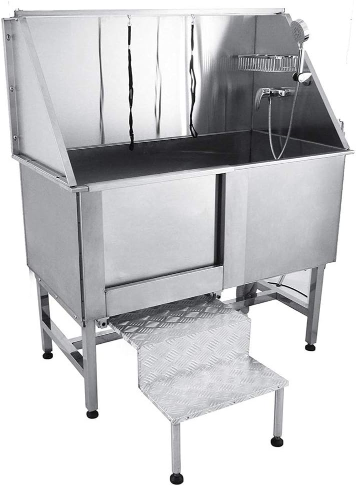 WLDOCA Bath Grooming Professional Stainless Steel Table Grooming Dog Tub Animal Faucet Tube 49x28x27 Inches