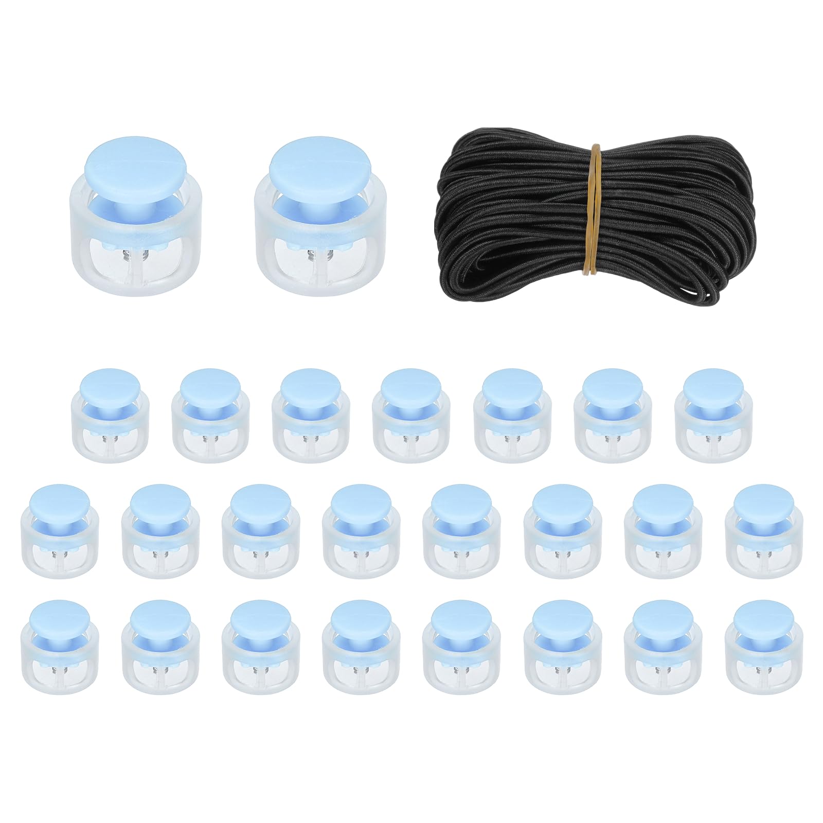 sourcing map 25Pcs Double Hole Cord Locks 17mm Spring Toggle Sky Blue โ image 1