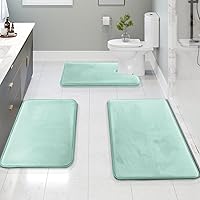 Vista 8 de Clara Clark - Tapete para baño, de espuma viscoelástica, terciopelo y felpa ultra suave, antideslizante, lavable a máquina y de secado rápido, de 17