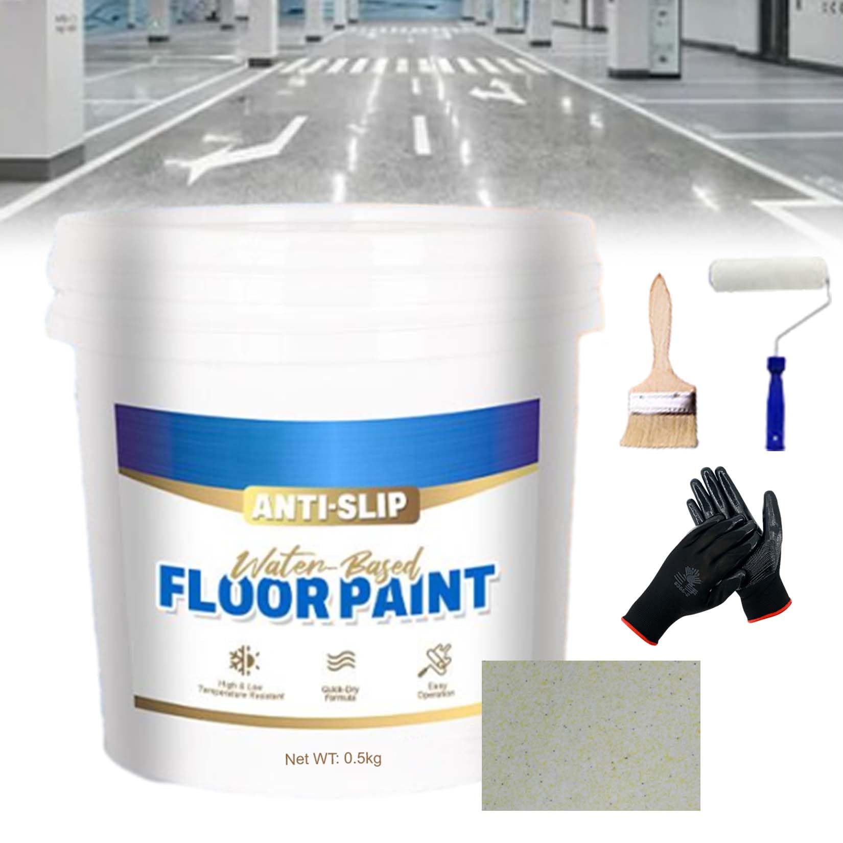 Wear-Resistant Anti-Slip Self-Leveling Epoxy Floor Paint, High-Gloss Marble Effect Epoxy Floor Coating, Epoxy Floor Paint for Concrete, Anti-Slip Quick-Dry Water-Based Garage Floor Paint (Beige)