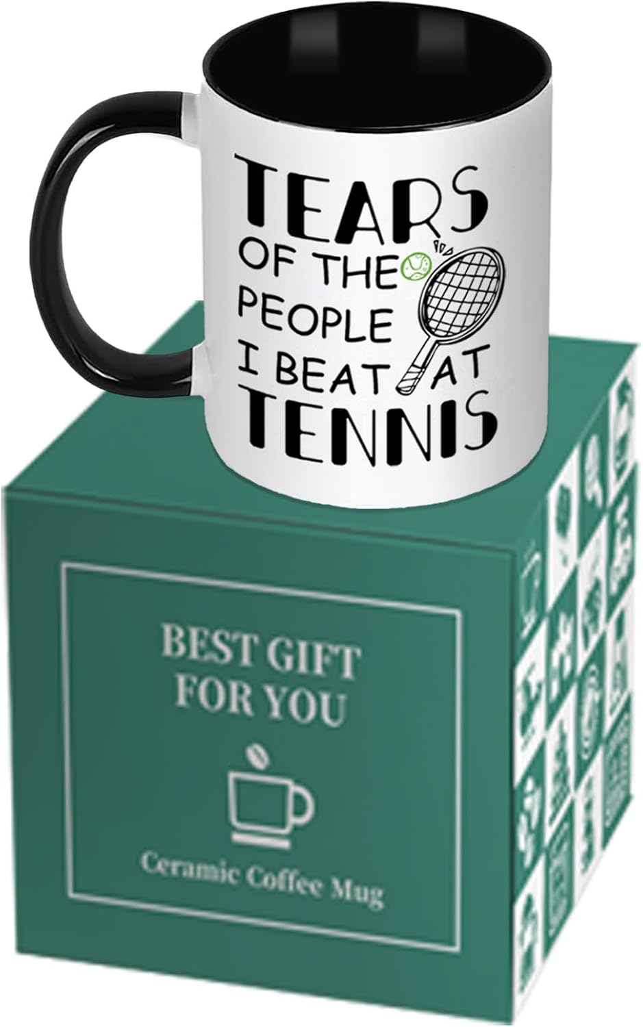 Tennis Gifts for Men Women, Funny Tennis Gifts Mug Cup for Players or Coaches, 11 Oz Two Tone Coffee Mug (White & Black) - Image 7