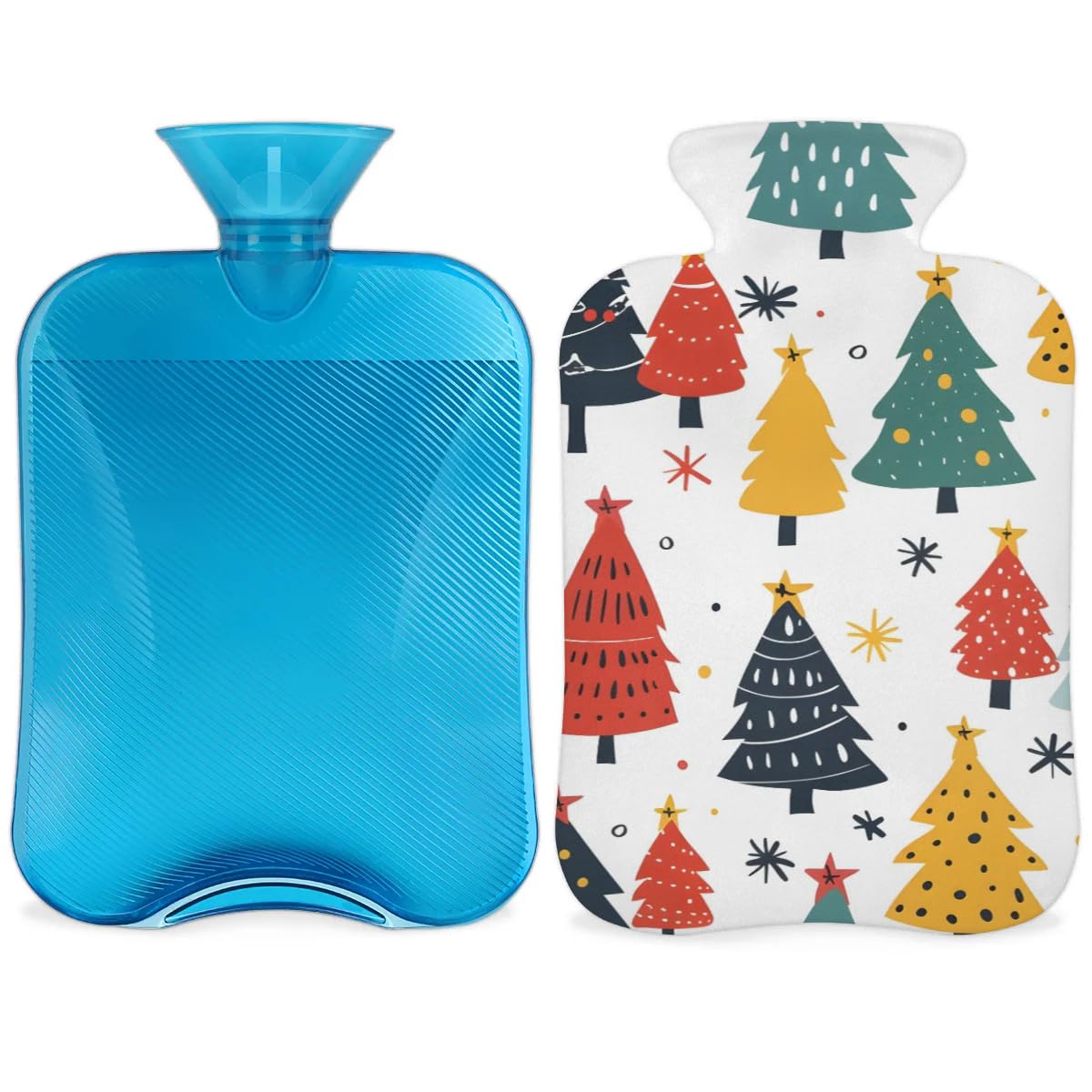 Hot Water Bottle with Soft Cover,2L Mystical Tree Christmas Hot Water Bag for Hot and Cold Compress, Hand Feet Warmer, Rubber Hot or Cold Water Bottle Halloween Christmas Decorations