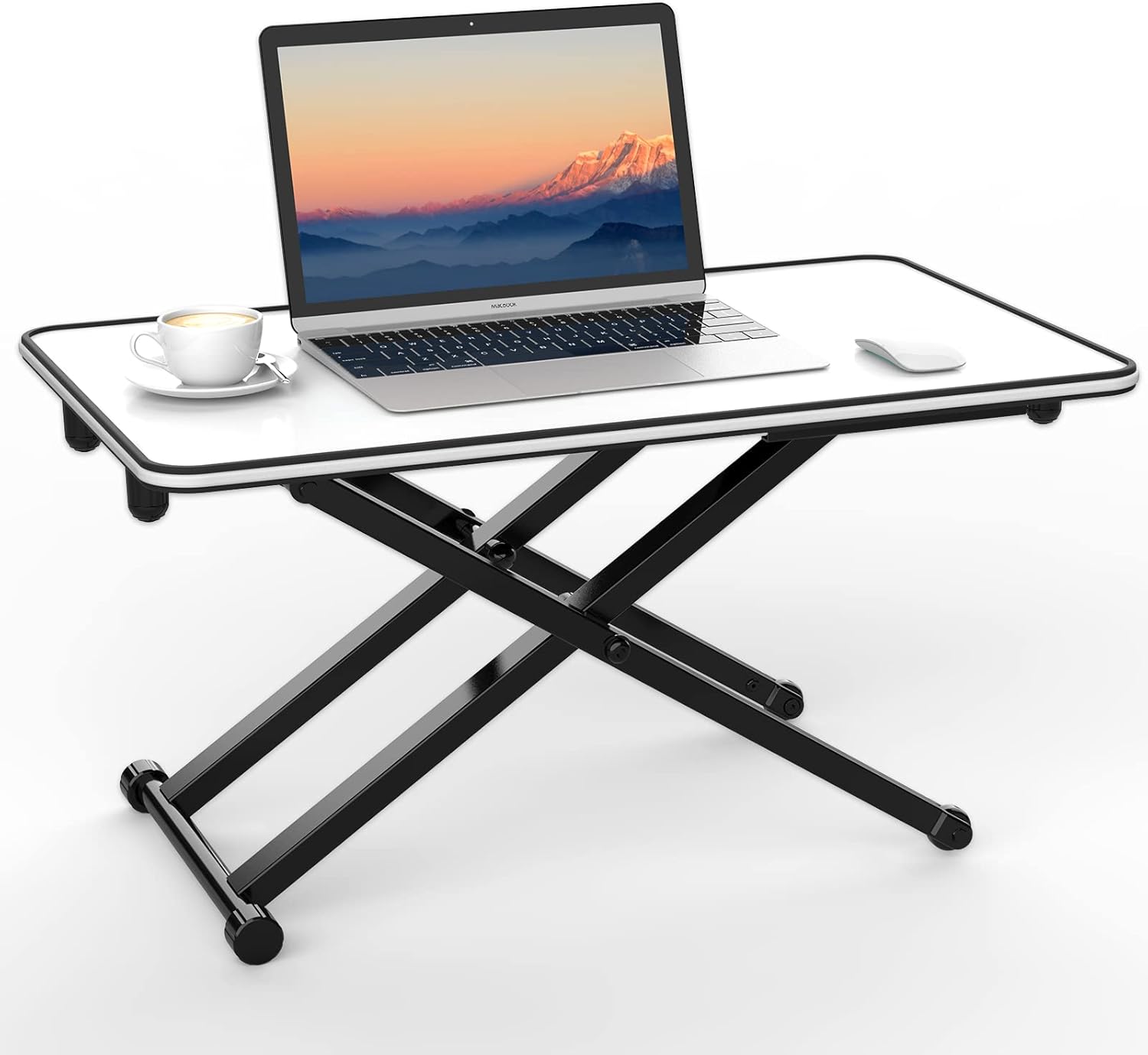 ERGOMAKER Adjustable Standing Desk Converter 65 X 40 CM, Stand Up Desk Riser for PC Computer Laptop (White)
