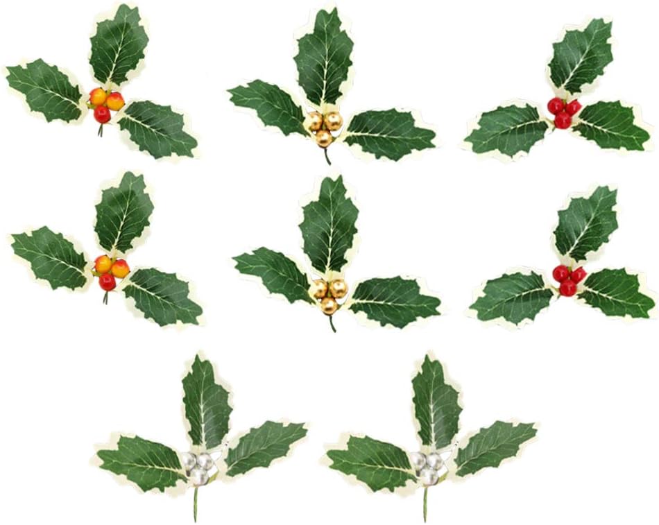 Popetpop クリスマス飾り ツリー飾り プレゼント飾り付け クリスマスパーティーの装飾 緑の葉 為の葉 人工ヒイラギの葉 果実付け ギフト包装用 8点 Popetpop クリスマス飾り ツリー飾り プレゼント飾り付け クリスマスパーティーの装飾 緑の葉 為の葉 人工ヒイラギの葉 果実付け ギフト包装用 8点