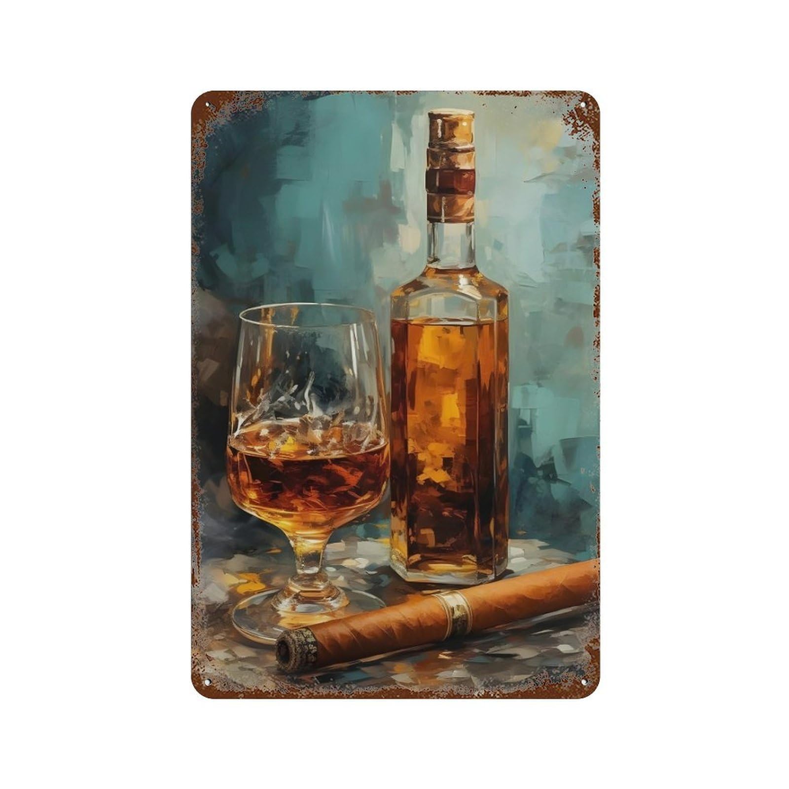 xiaoxiaoshen Whiskey And Cigar Dark Moody Wall Decor Art Metal Tin Poster Modern Home Decor Art Home Bar Shop Decorations Vintage Sign 30x20cm