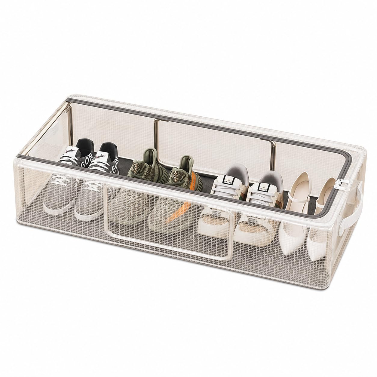 Shoe Storage Box, Shoe Organizer for Closet, Clear Plastic Stackable Shoe Boxes, Space Saving Foldable Sneaker Shoe Rack Containers Bin Holder (1), 60 x 30 x 15 Cm (PACK OF 1)-image-44