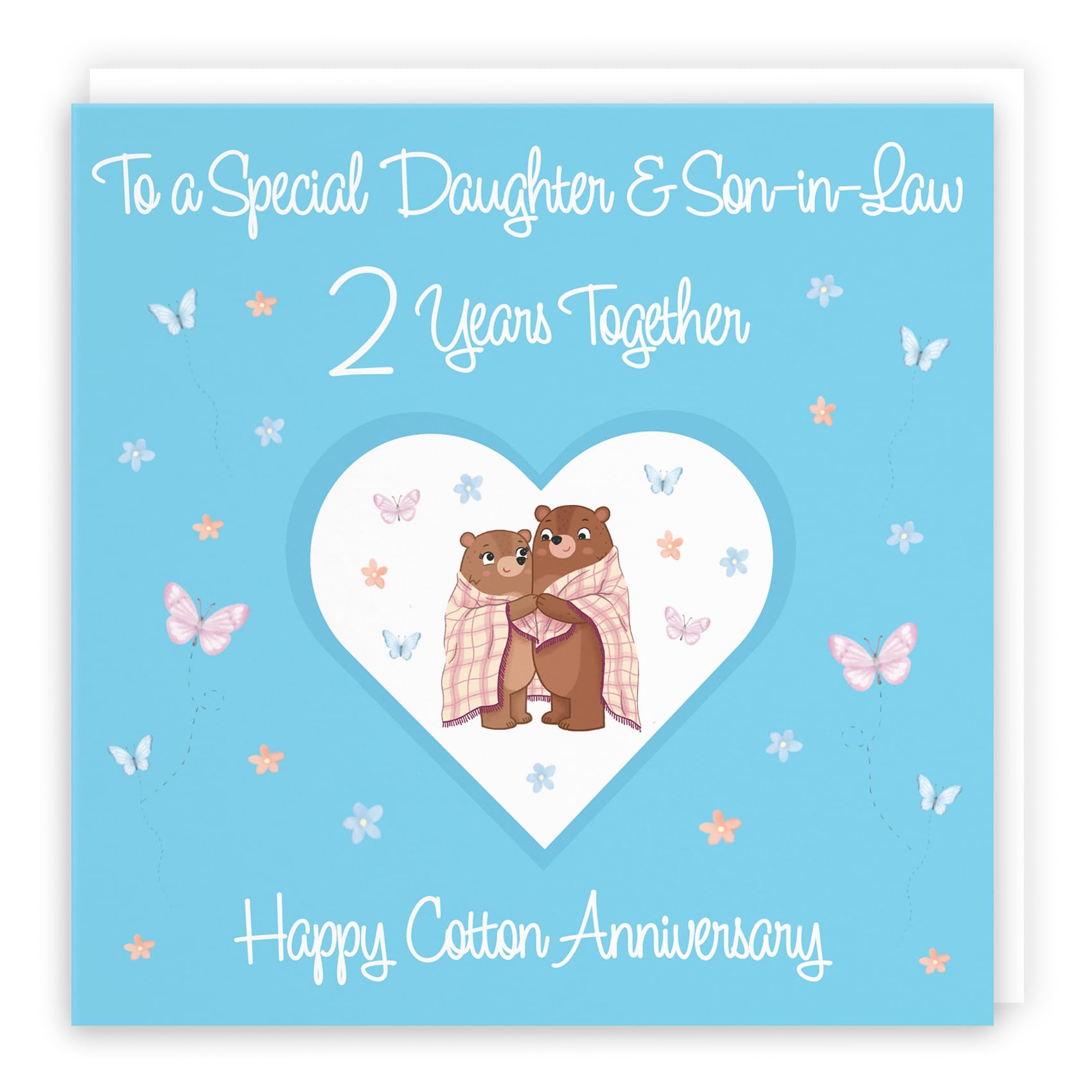 Hunts England, Daughter & Son-in-Law 2nd Anniversary Card, 2 Years, Cotton Anniversary, Romantic Meadows, Fun Card