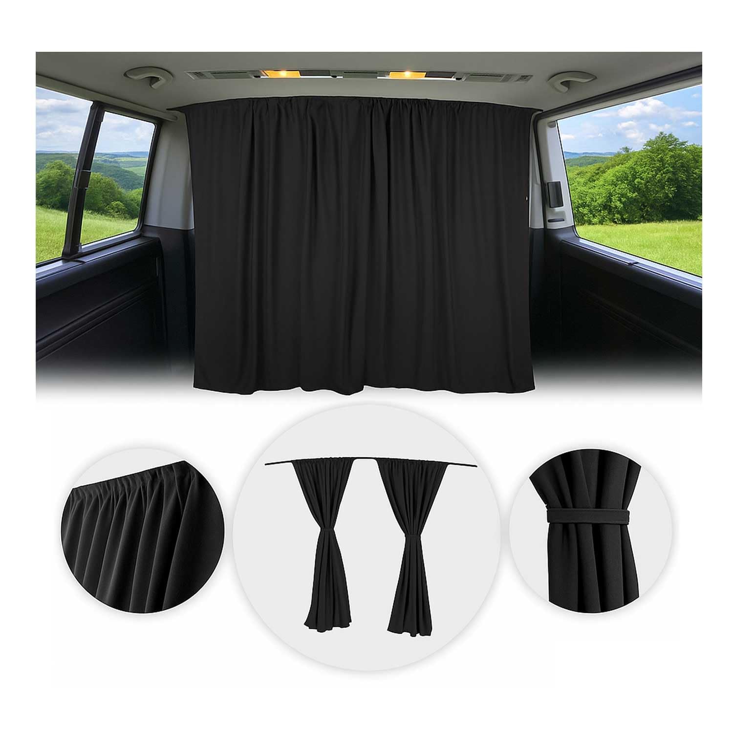OMAC Rideaux De Séparation De Cabine pour VW Caddy L1 L2 Protection Solaire Noir