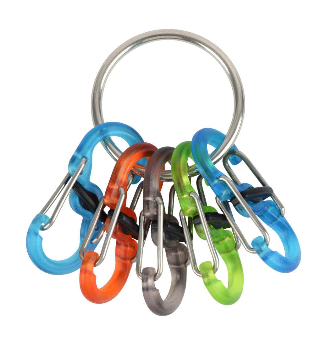 Nite IZE Key Ring Locker, Stainless Steel Keychain Ring with 5 Colorful Locking Plastic S-Biners