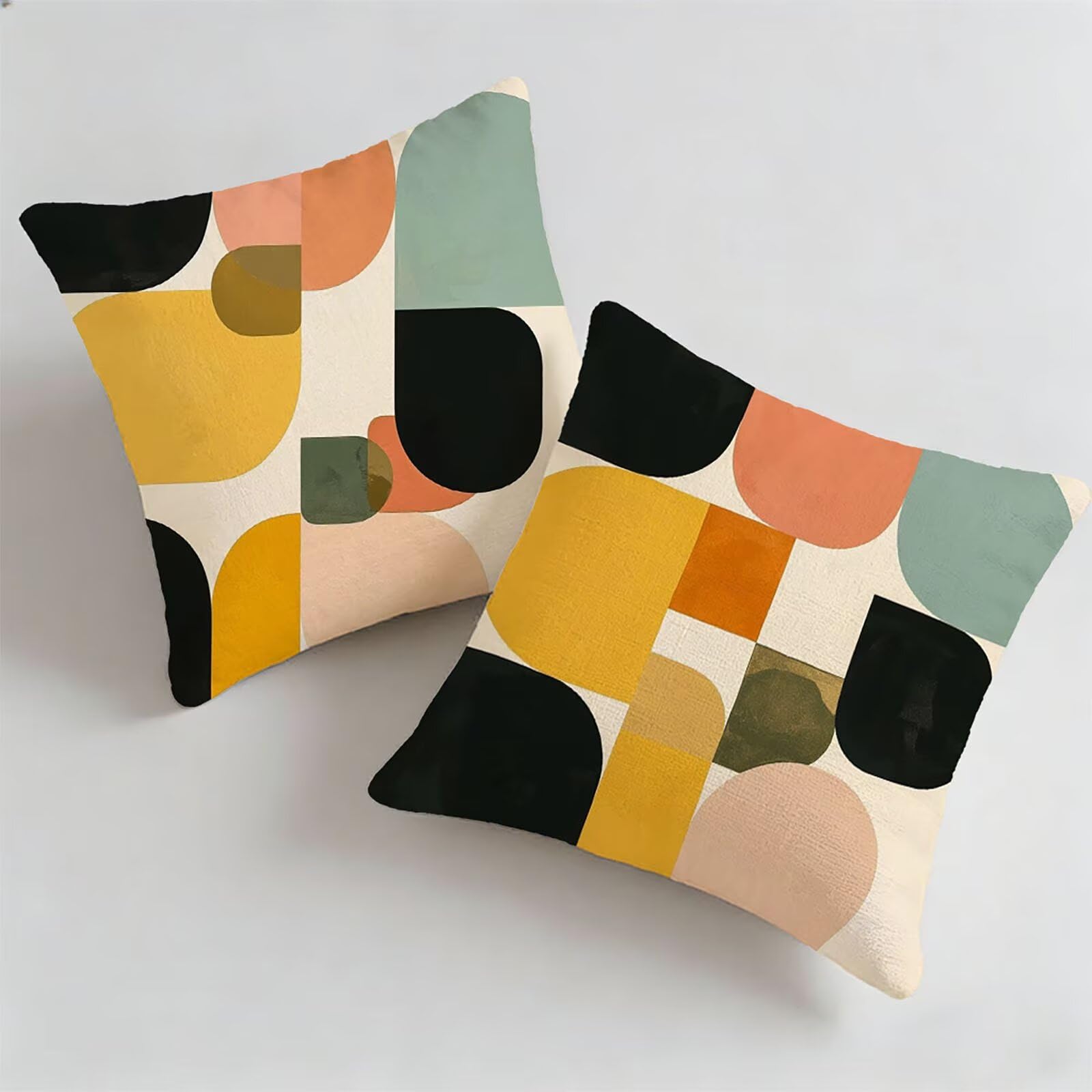 Housse de Coussin Canapé Couleur Orange 70x70cm Exterieur Impermeable GéOméTrie Taie D'oreiller Décoratif Aesthetic Housse Coussin Decoration pour Chambre Sofa Jardin Balcon Terrasse Lot de 2. P-4066