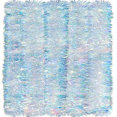 Syhood 26.2 Feet Christmas Tinsel Garland Iridescent Metallic Hanging Garland for Christmas Tree Fireplace Mantle Home Decoration