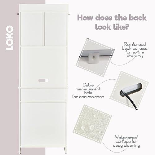 Miniatura 8 de LOKO Gabinete de almacenamiento de despensa de cocina, gabinete compacto con gabinete, puertas y estantes, soporte y cajones para microondas, 24 x