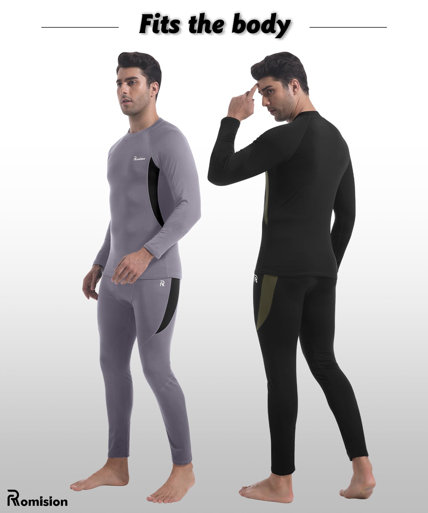 Romision 2 Pack Ropa Interior Térmica para Hombre, Funcional y Suave, Conjunto De Esquí