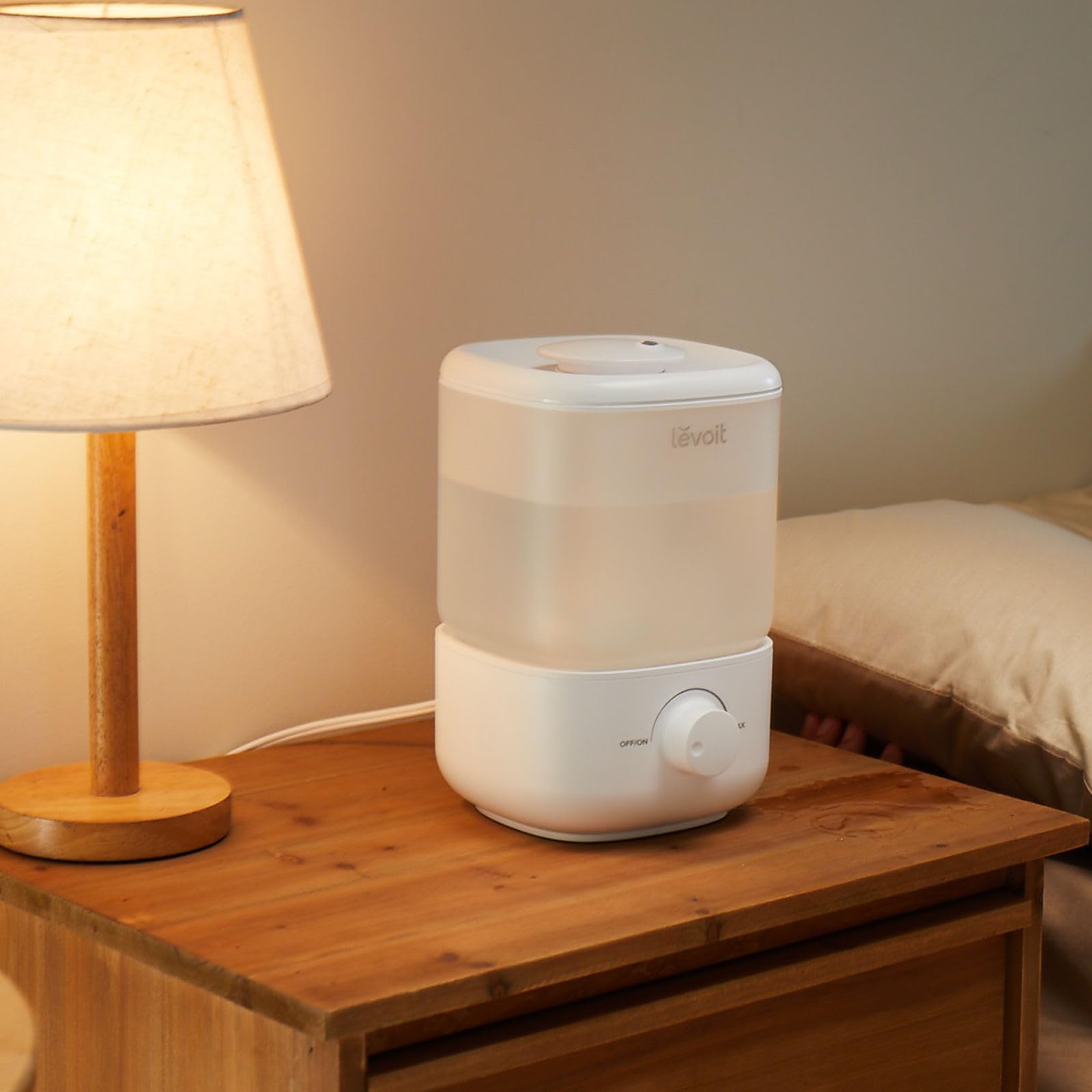 LEVOIT Humidificateur d'air bébé Top-Fill, 2.5 L Jusqu'à 25H, 23 dB Silencieux, Arrêt Auto, Buse à 360°, Mini Conception avec Bouton facile à utiliser sans BPA pour Chambre, Blanc