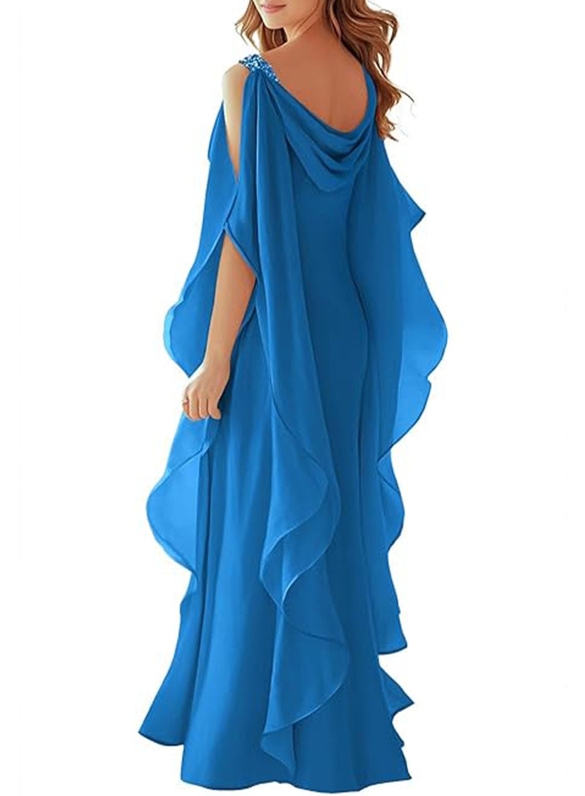 Womens A-Line Elegant Mother of The Bride Dresses Scoop Half Sleeve Floor Length Beaded Formal Dress 2025