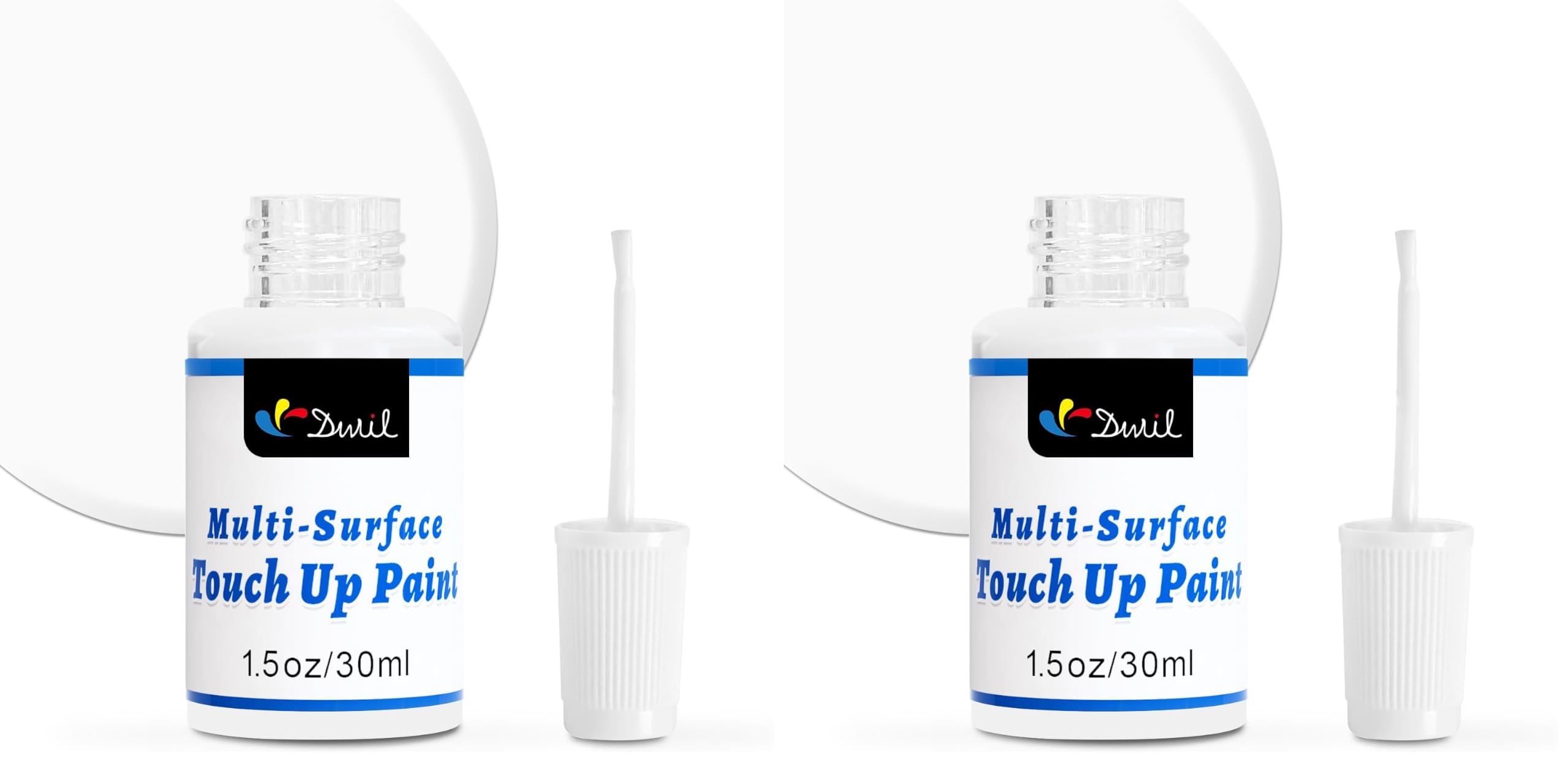 DWIL White Touch Up Paint - Multi Surface Touch Up Paint Pen, Scratch Repair for Wall, Door, Cabinets, Metal, Appliance, Wood, Furniture, 1.5 Fl Oz (Semi Gloss, White) (Pack of 2)