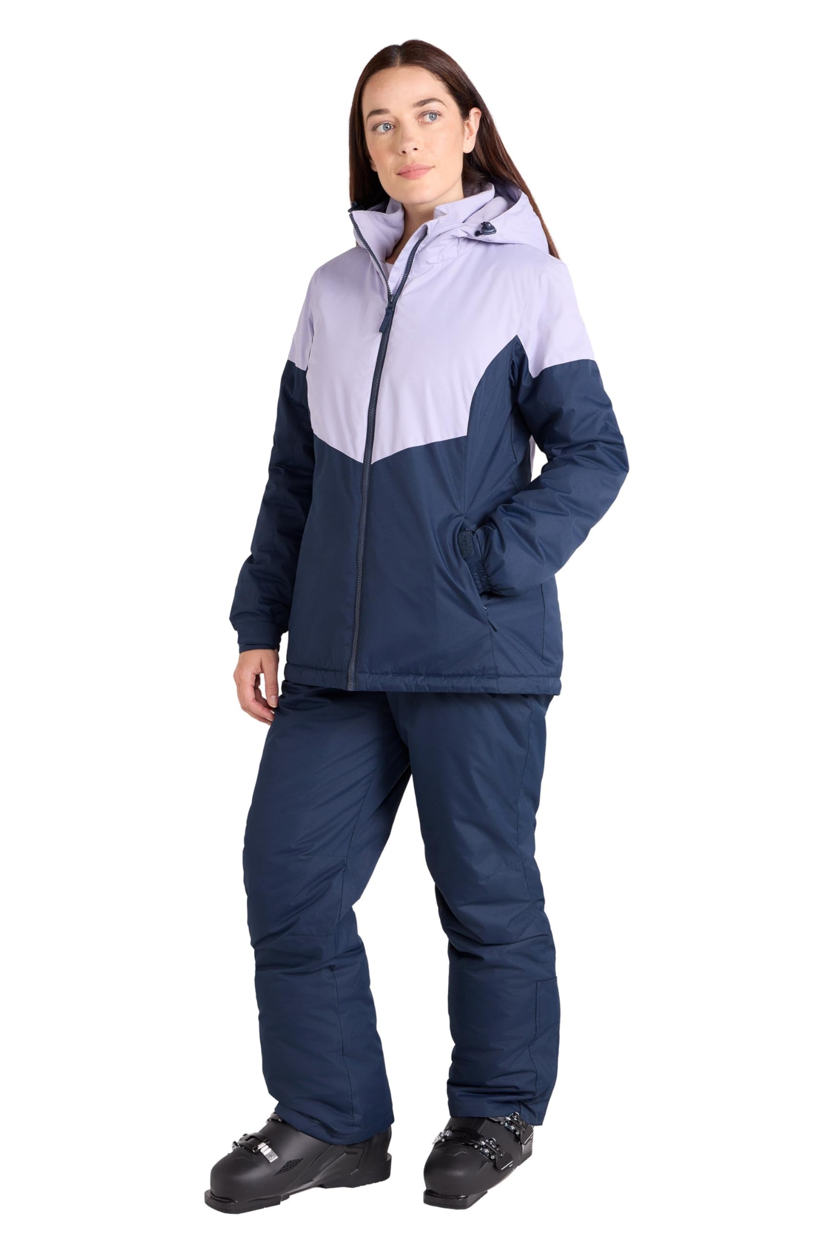 Mountain Warehouse Womens Ski Jacket & Pants Set - Padded Insulation, Snowskirt, Zipped pockets & Adjustable Hood - Best for Autumn, Winter, Outdoors & Travelling Navy Women's Size 10
