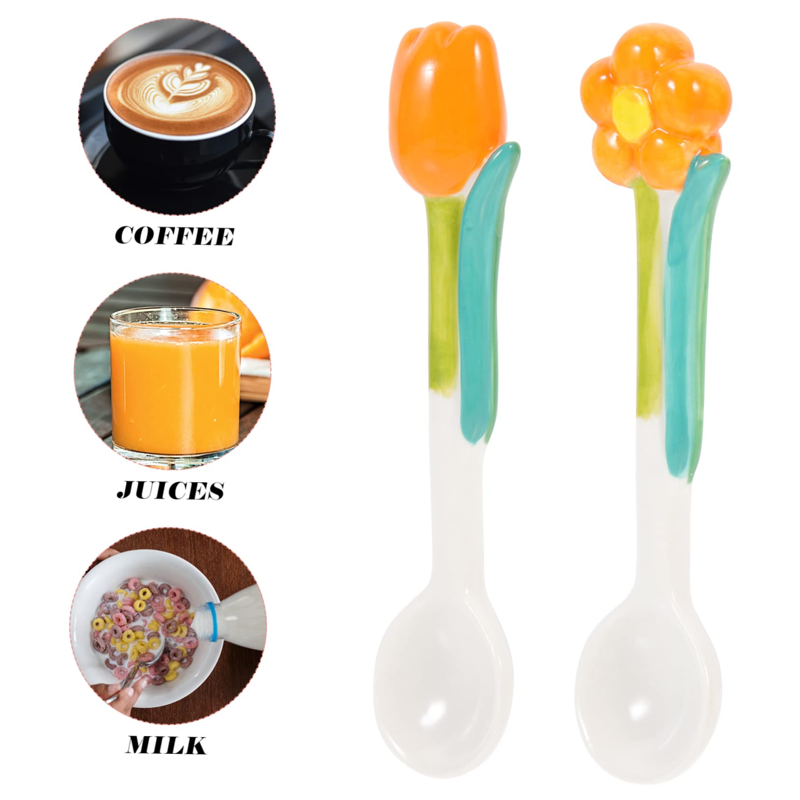 Amosfun 6 Pz Cucchiaio Cucchiai Per Mescolare no Di Zucchero Per Il Caffè no Da Caffè o Da Tè Da Cibo Di Uova Cibo Domestico Orange Porcellana
