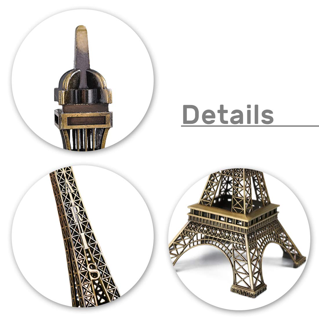 allgala Statue de la Tour Eiffel décorative en alliage de métal et taille (25,4 cm, or rose