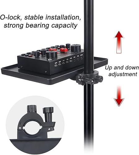 Miniatura 5 de RTNLIT Soporte de micrófono ajustable con abrazadera para teléfono en estante utilitario, bandeja firme para transmisión en vivo, escenario, hoja de