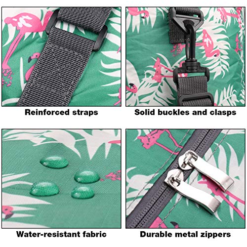 Wandf Foldable Travel Duffel Bag Carryon Luggage Sports Gym Weekend Tote Bag Water Resistant Nylon for Women (Flamingo G)